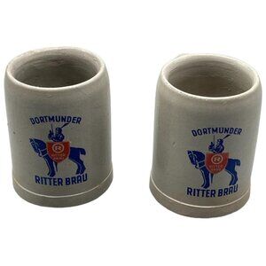vintage handmade set of 2 dortmunder Ritter Brau Ceramic mugs coffee cup READ